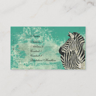 Vintage Zebra Turquoise Business Card/Tags Business Card