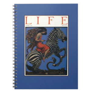 Vintage Zebra with Art Nouveau Woman Rider Notebook