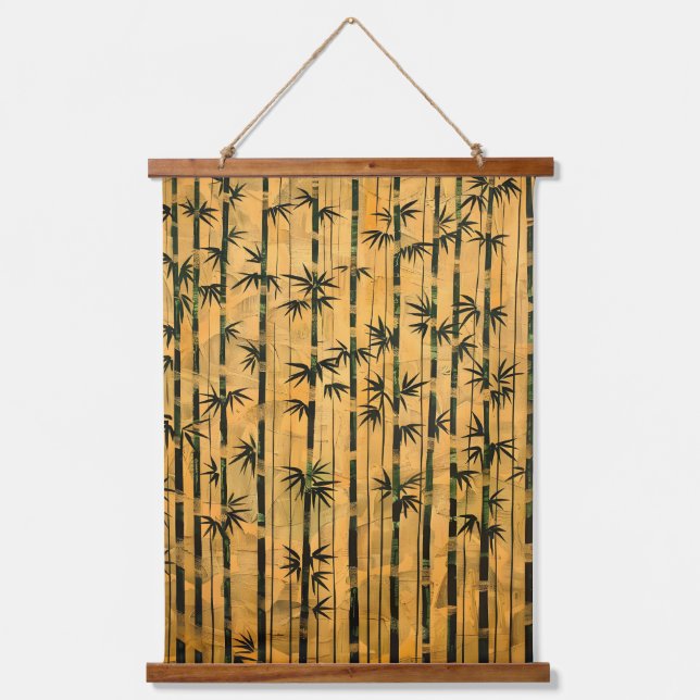 Vintage Zen Forest Bamboo  Hanging Tapestry (Front)