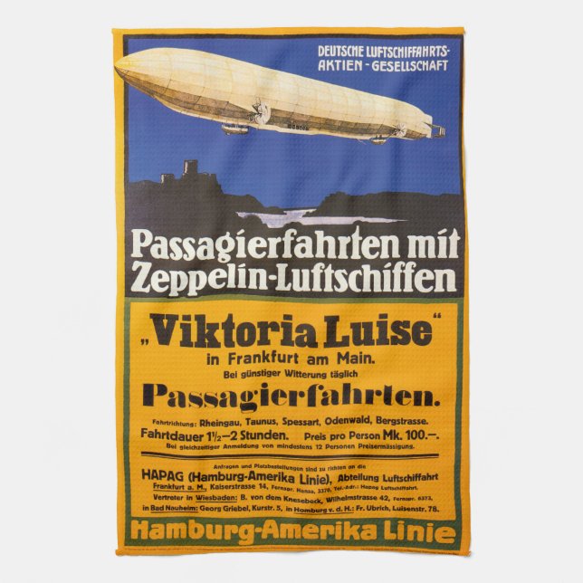 Vintage Zeppelin Viktoria Luise Tea Towel (Vertical)