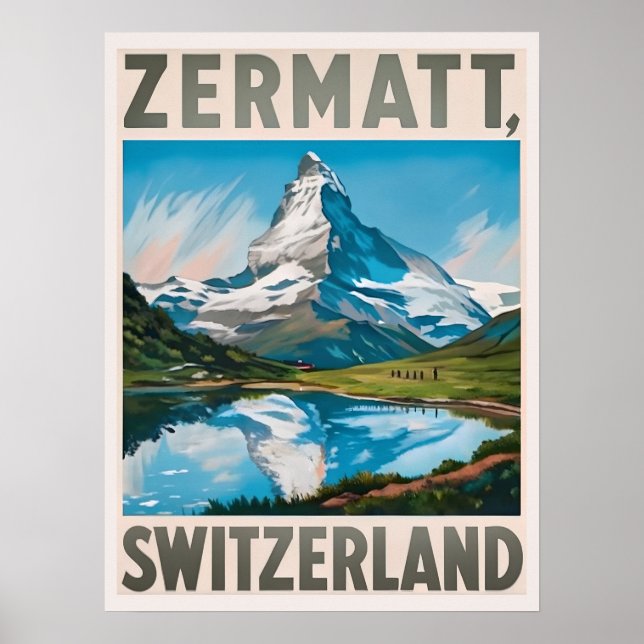 Vintage Zermatt Switzerland Matterhorn  Poster (Front)