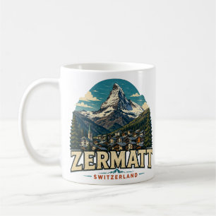 Vintage Zermatt Switzerland Travel Art Landmark Coffee Mug
