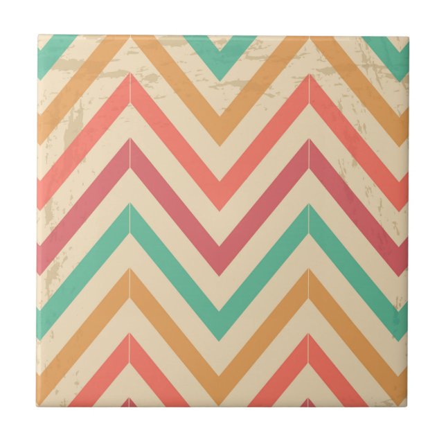 vintage zig zag ceramic tile (Front)