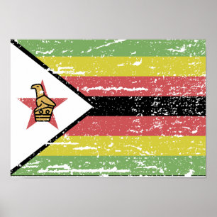 Vintage Zimbabwe Flag Poster