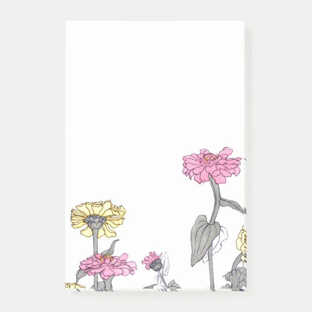 Vintage Zinnia Flowers Notes (Front)
