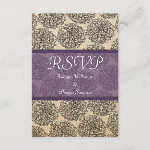 Vintage Zinnia Response Card, Purple