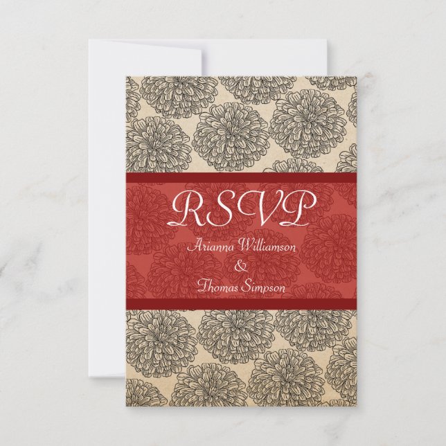 Vintage Zinnia Response Card, Red (Front)