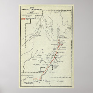 Vintage Zion National Park Map (1919) Poster