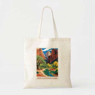 Vintage Zion National Park Utah Mountains Tote Bag