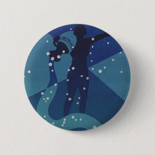 Vintage Zodiac Astrology, Aquarius Constellation 6 Cm Round Badge