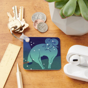 Vintage Zodiac, Astrology Aries Ram Constellation Key Ring