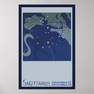 Vintage Zodiac Astrology Sagittarius Constellation Poster
