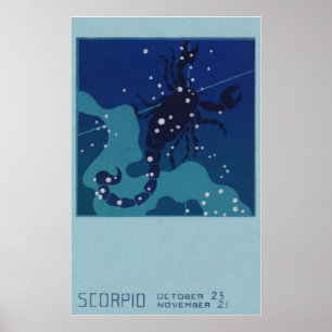 Vintage Zodiac Astrology, Scorpio Constellation Poster