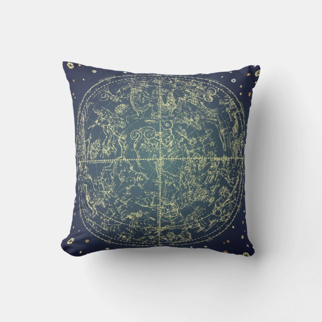 Vintage Zodiac Constellation of Northern Stars Cushion (Front)