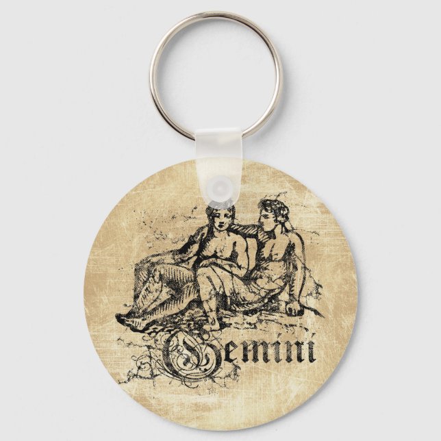 Vintage Zodiac Gemini Key Ring (Front)
