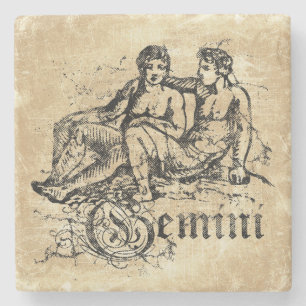 Vintage Zodiac Gemini Stone Coaster