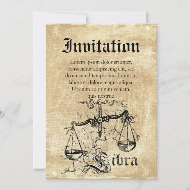 Vintage Zodiac Libra Invitation (Front)
