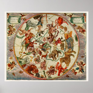 Vintage Zodiac Map Poster