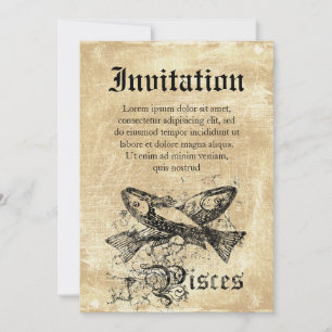 Vintage Zodiac Pisces Invitation