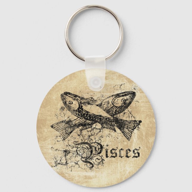 Vintage Zodiac Pisces Key Ring (Front)