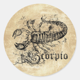 Vintage Zodiac Scorpio Classic Round Sticker