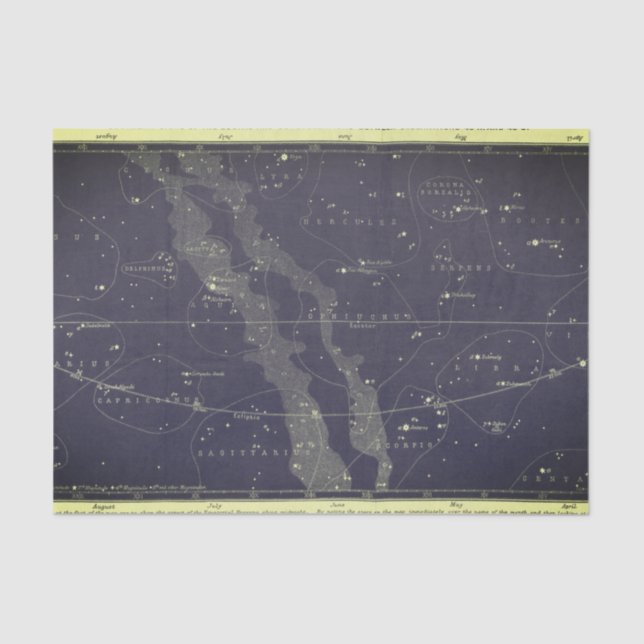 Vintage Zodiac Sky Chart Tissue Paper (Front)