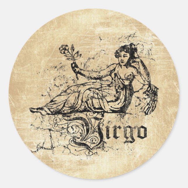 Vintage Zodiac Virgo Classic Round Sticker (Front)