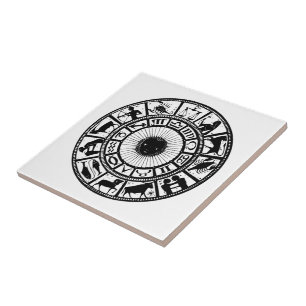 Vintage Zodiac Wheel Ceramic Tile