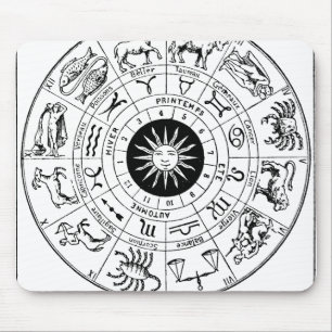 Vintage Zodiac Wheel Mouse Pad