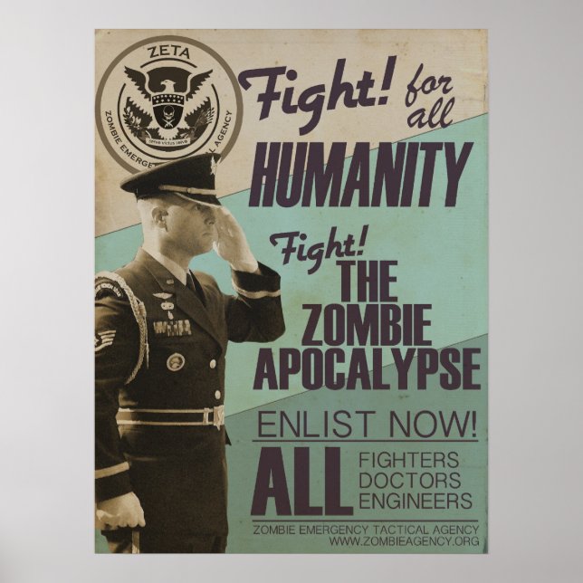 Vintage Zombie Apocalypse Recruitment Poster (Front)