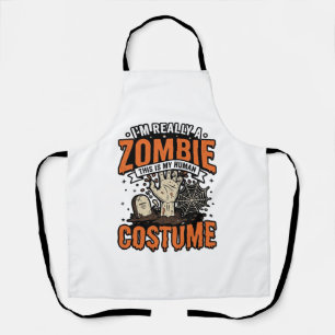 Vintage Zombie Costume Halloween Shirt Design_1 Apron