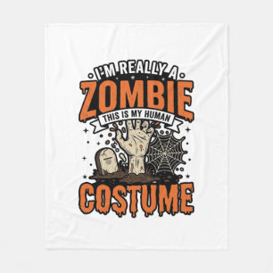 Vintage Zombie Costume Halloween Shirt Design_1 Fleece Blanket