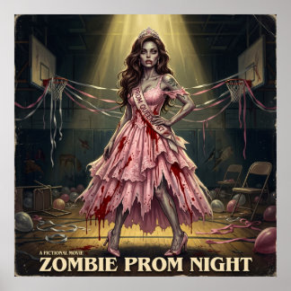 Vintage Zombie Prom Night Queen Poster
