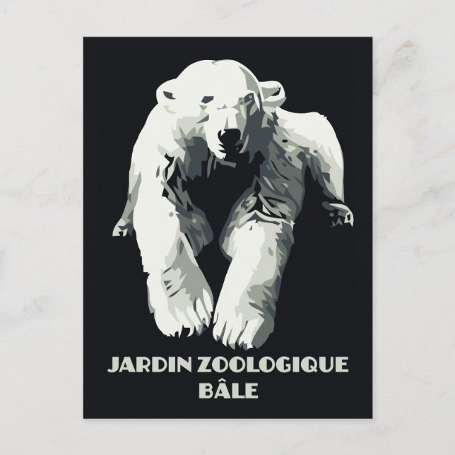 Vintage Zoo ad Basel polar bear Postcard (Front)