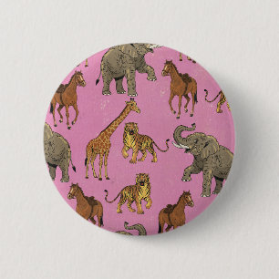 Vintage Zoo Animals 6 Cm Round Badge
