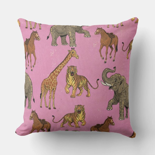 Vintage Zoo Animals Cushion (Front)