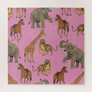 Vintage Zoo Animals Jigsaw Puzzle