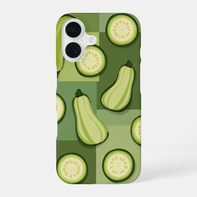 Vintage Zucchini Pattern iPhone 16 Case (Back)