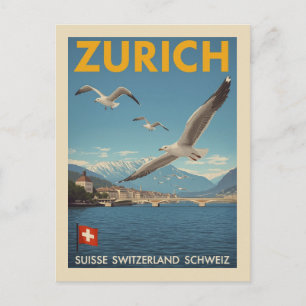 Vintage Zurich Switzerland Travel Postcard