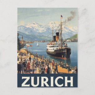 Vintage Zurich Switzerland Travel Postcard