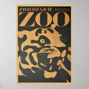 Vintage zwiedzajcie zoo poster