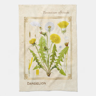 Vintagel Herbal Yellow Dandelion Flower Botanical Tea Towel