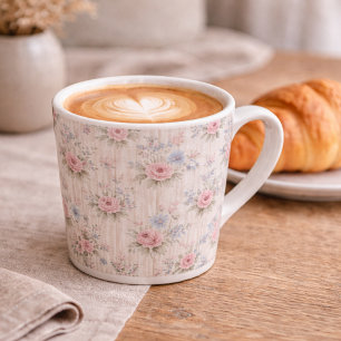 VintageRustic Shabby Chic Floral on Wood Farmhouse Latte Mug