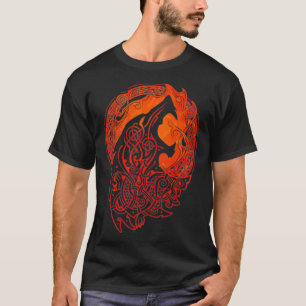 VintageVikings celtic mythology fenrir Wolf runes T-Shirt