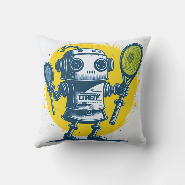 vintaje cute robot steampunk friendly IA 4 Cushion (Back)