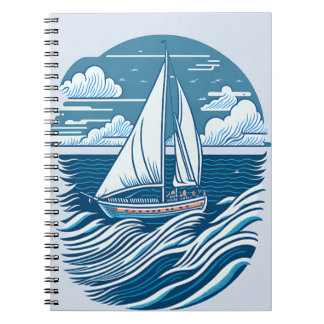 vintaje design boat ocean 1 notebook