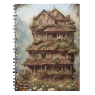 vintaje fantasy house flowers 1 notebook