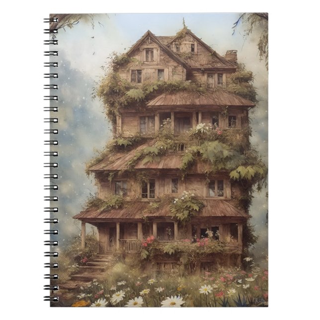 vintaje fantasy house flowers 1 notebook (Front)