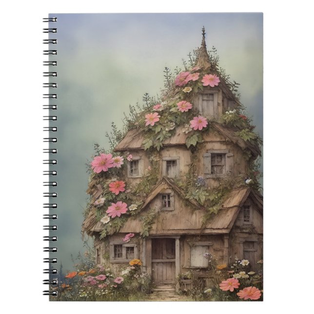 vintaje fantasy house flowers 5 notebook (Front)
