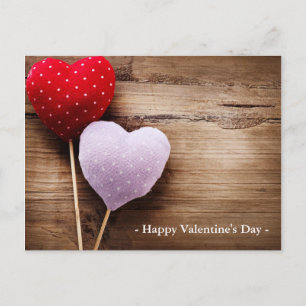Vintange Hand Made Hearts On Wooden Table Holiday Postcard